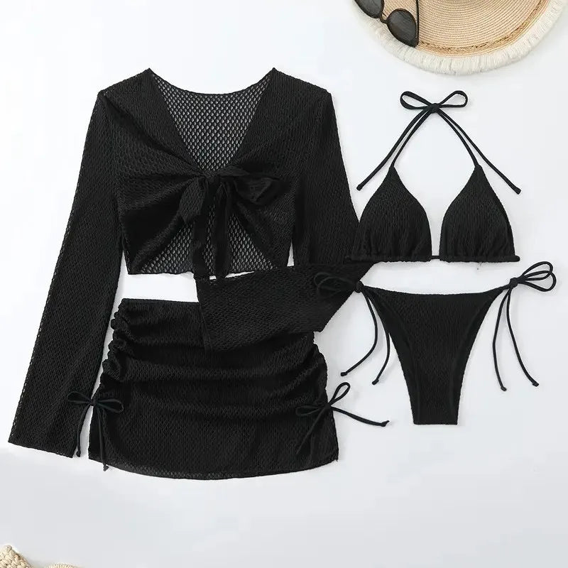 Sexy Damen Bikini Set – 4-teilig, High Waist, ohne Bügel